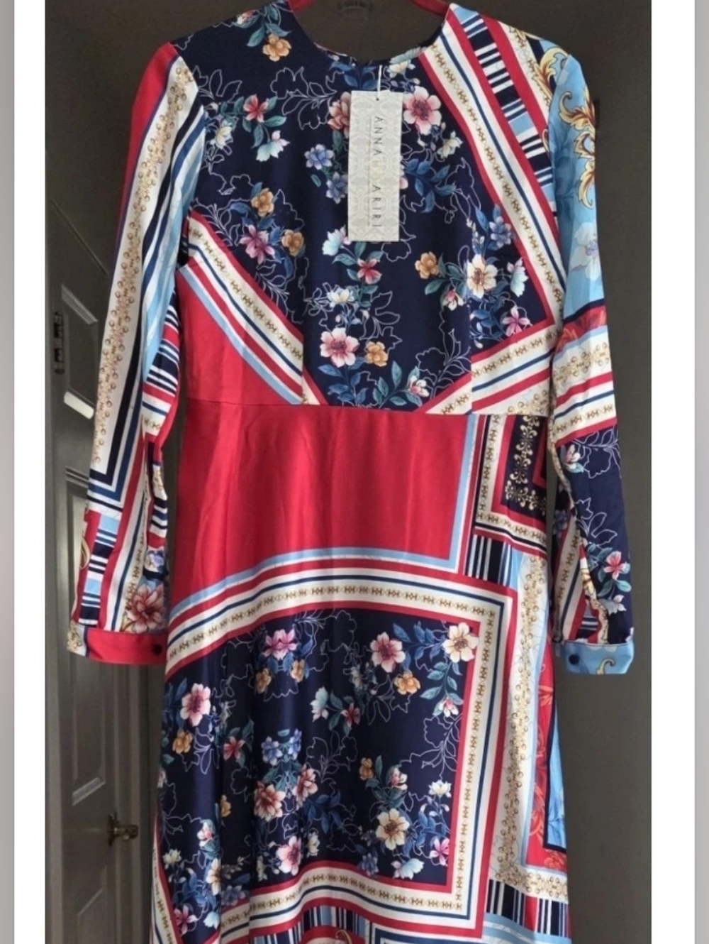 ANNAH HARIRI NEW Maxi Dress Long 60" Length Tall Lady Sz 8 LS ETRO MODEST